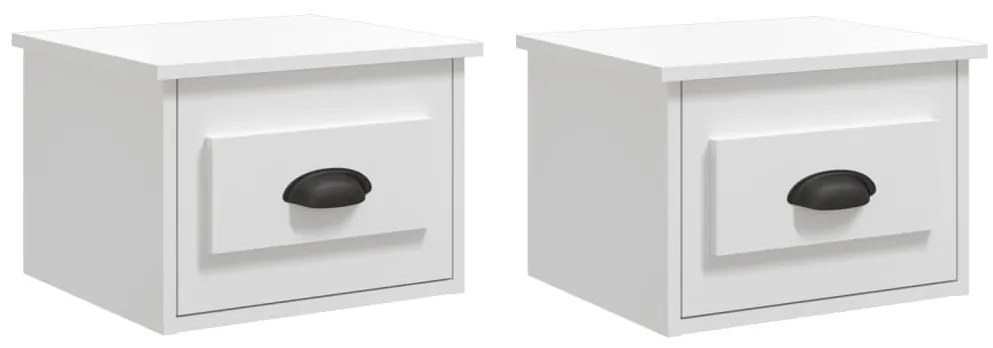 816381 vidaXL Noptiere de perete, 2 buc., alb extralucios, 41,5x36x28 cm