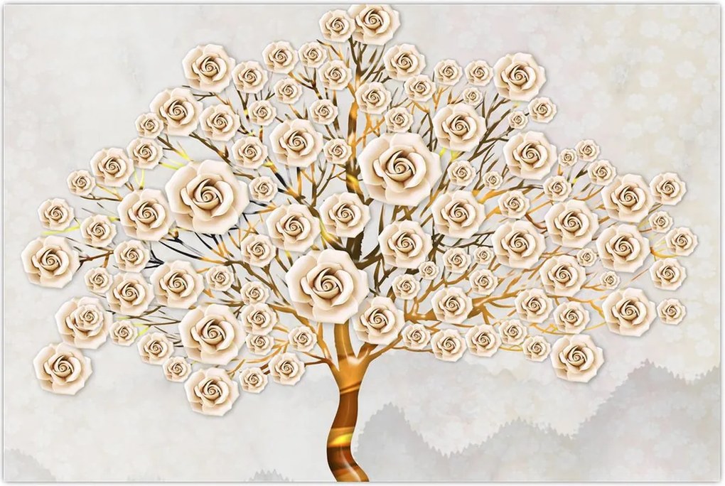 Tablou cu copac cu flori (90x60 cm)