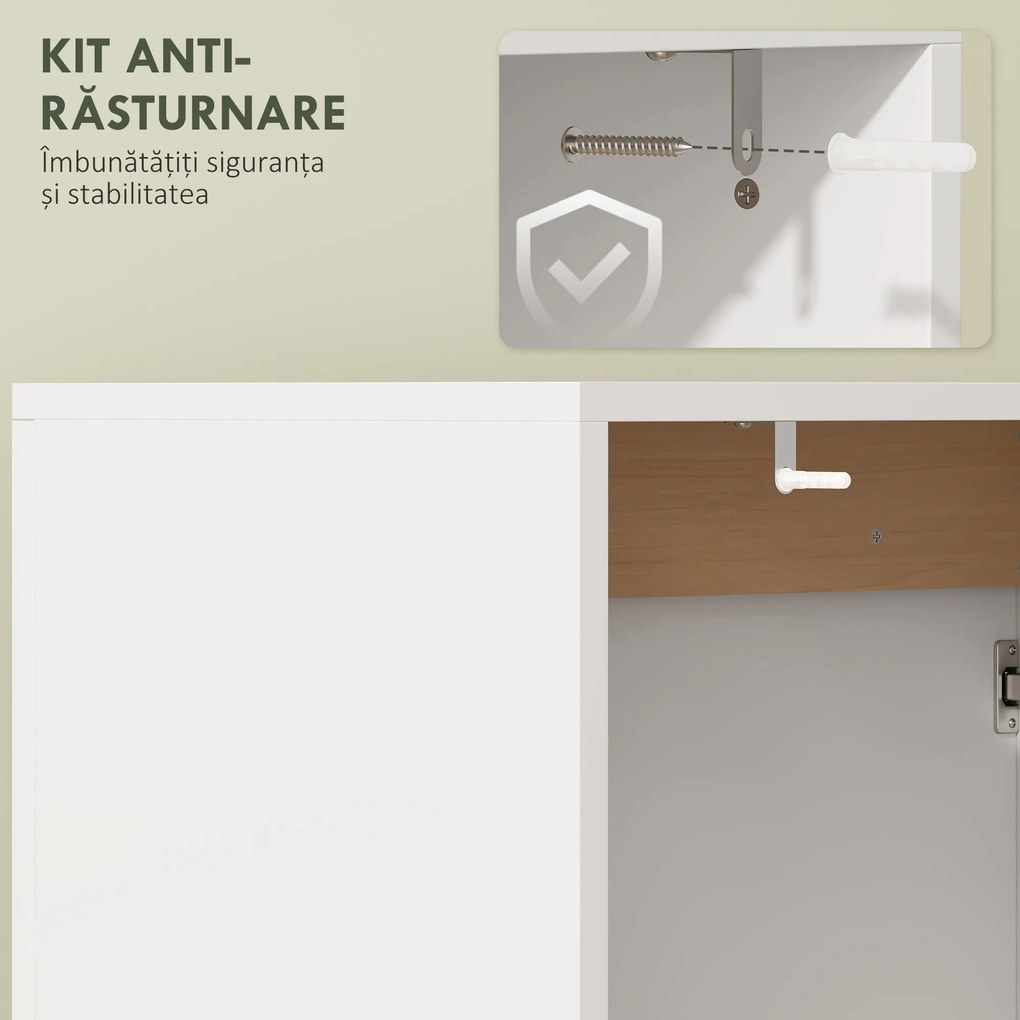 HOMCOM Dulap Sub Lavoar pentru Baie, Dulap de Depozitare cu Uși Soft-Close, pentru Lavoar fără Coloană, Alb | Aosom Romania