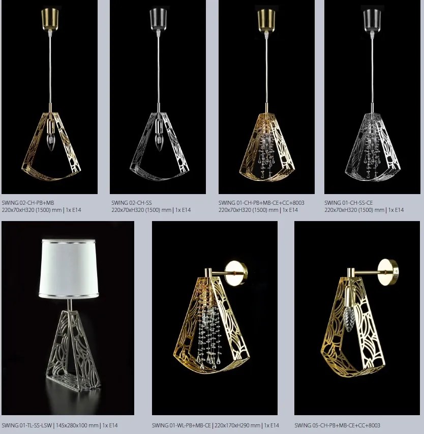 Aplica cu model design minimalist SWING 01-WL+Cristal Bohemia Exclusive