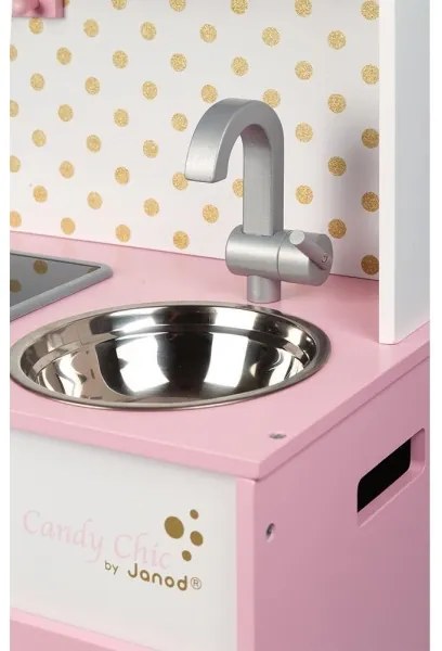 Janod - Bucătărie din lemn cu blat LED CANDY CHIC