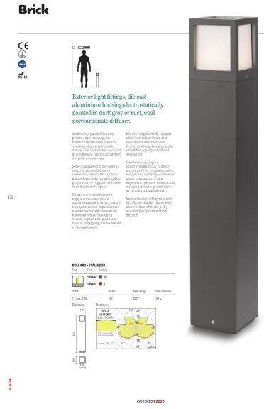 Redo 9644 - Lampă exterior BRICK 1xE27/23W/230V IP54 gri