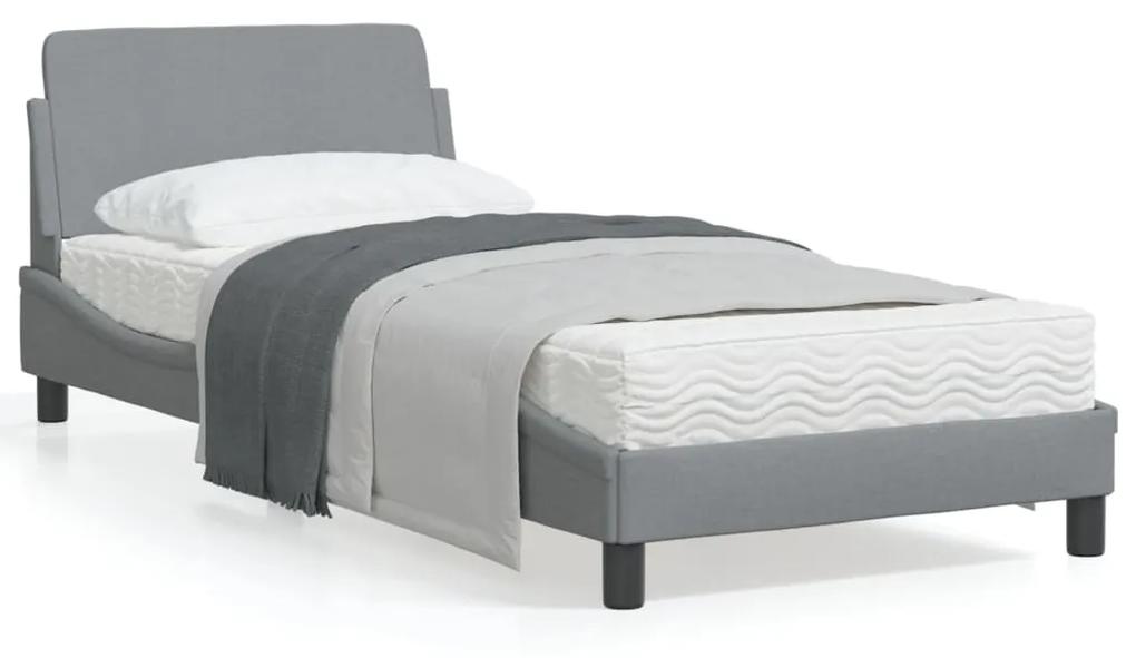 373085 vidaXL Cadru de pat cu tăblie, gri deschis, 90x190 cm, textil