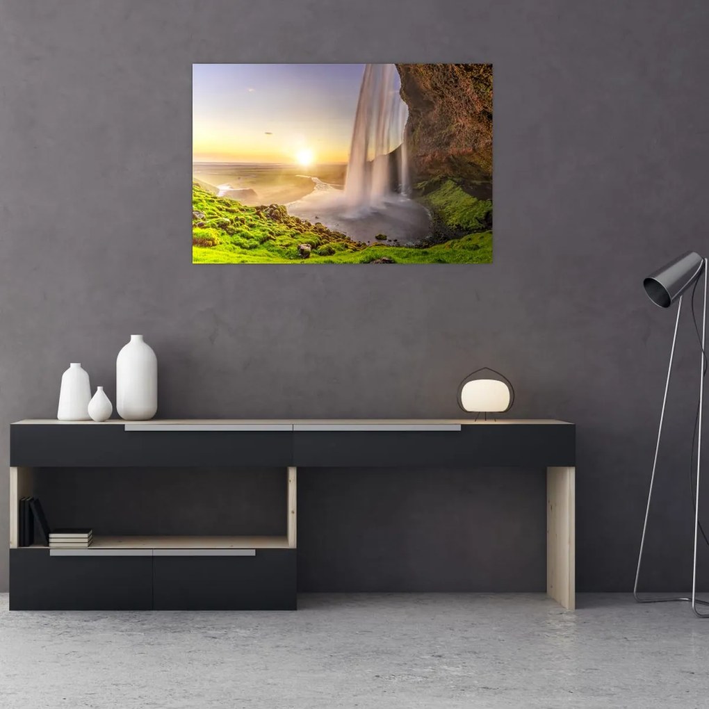 Tablou - Seljalandsfoss din spatele peșterii (90x60 cm)
