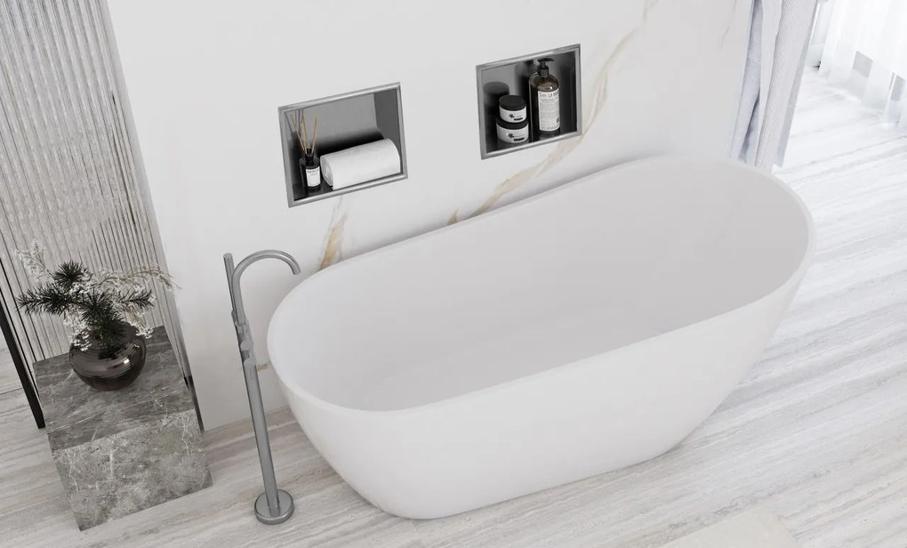 Raft incastrat pentru baie 30x30 argintiu periat