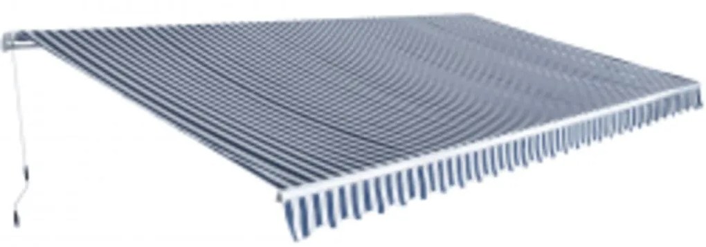 vidaXL Copertină pliabilă acționată manual, albastru/alb, 600 cm