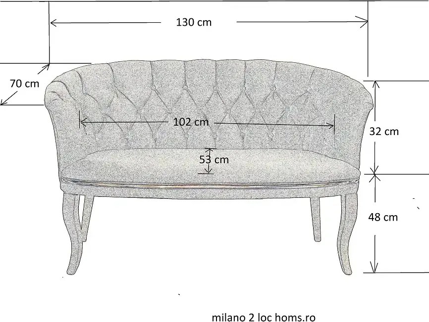 Canapea Milano culoare albastru 2 locuri