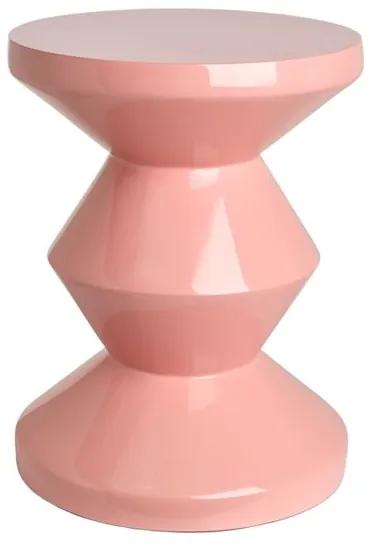Taburet rotund roz din poliester 35 cm Zig Zag Pols Potten