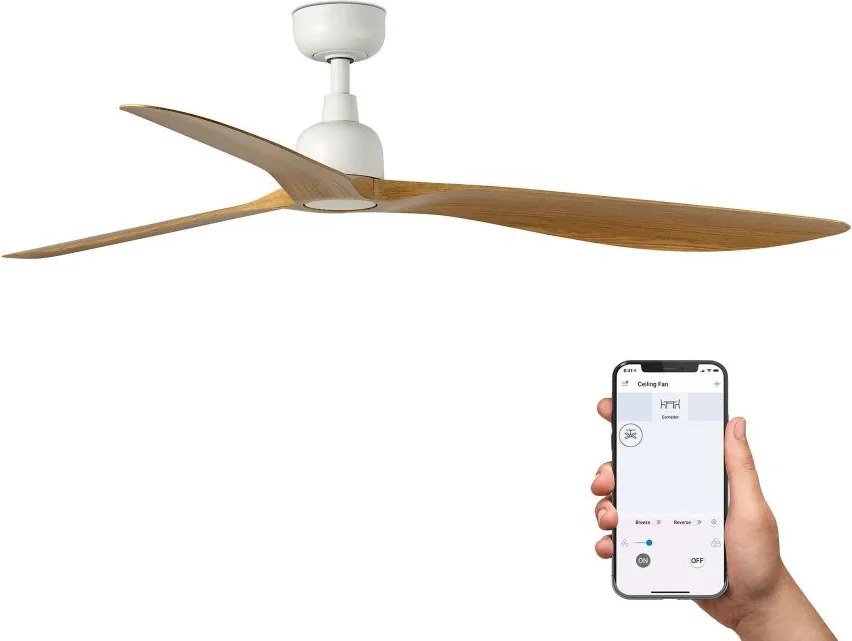 Ventilator tavan de exterior smart sistem TUYA si telecomanda IP44 OUTWOOD L alb/stejar