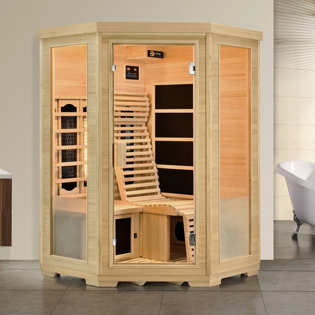 Infračervená sauna / tepelná kabína Aalborg s triplexným vykurovacím systémom a drevom Hemlock