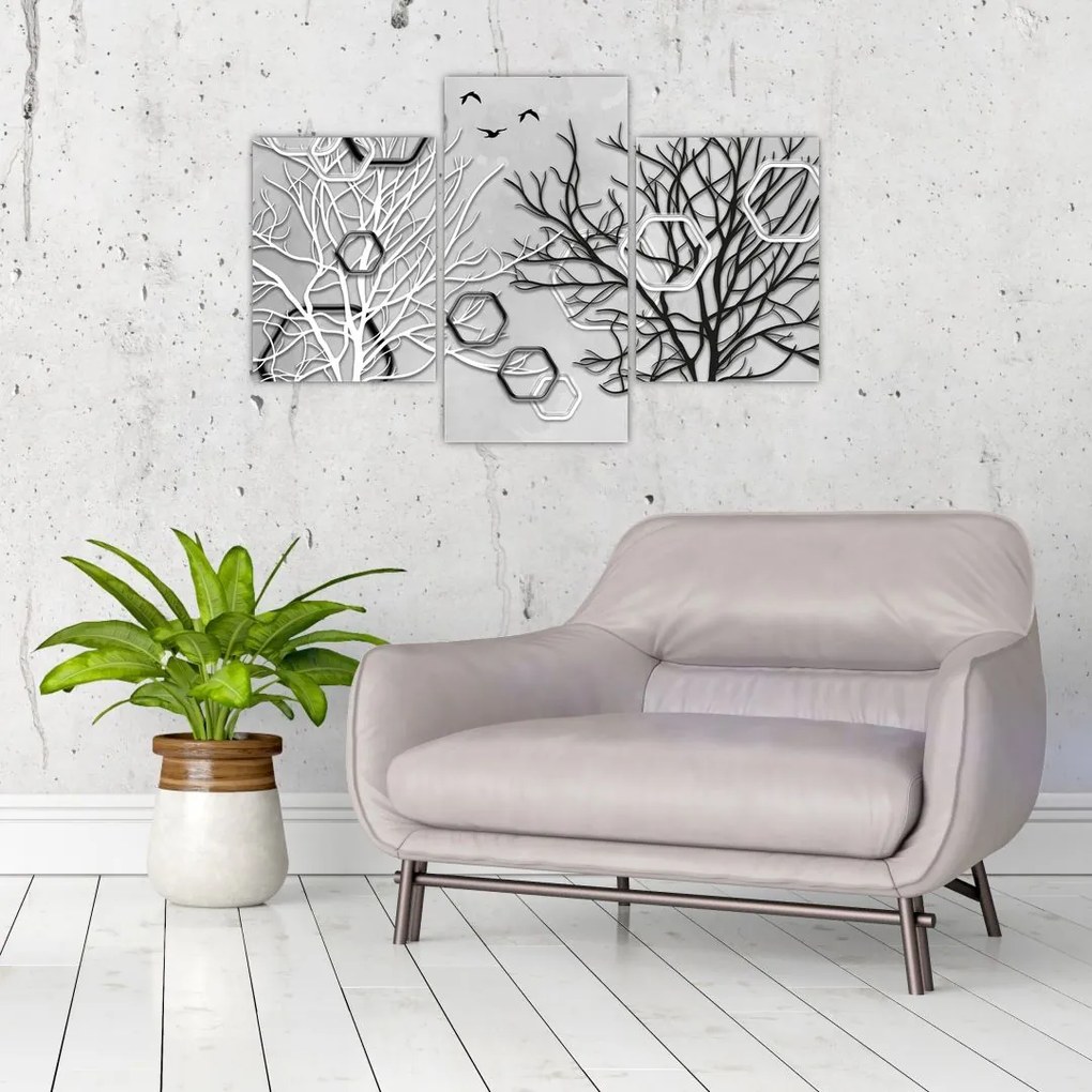 Tablou abstract cu pomi (90x60 cm)