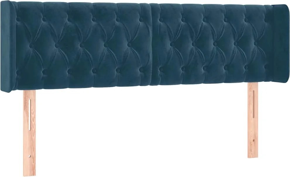 vidaXL Tăblie pat cu aripioare albastru închis 163x16x78/88 cm catifea