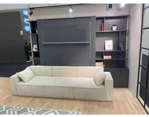 Set pat rabatabil dublu (150X200), 2 biblioteci, canapea 3 locuri - NOVA BOOKCASES &amp; FANCY 3 SEATS SOFA SET
