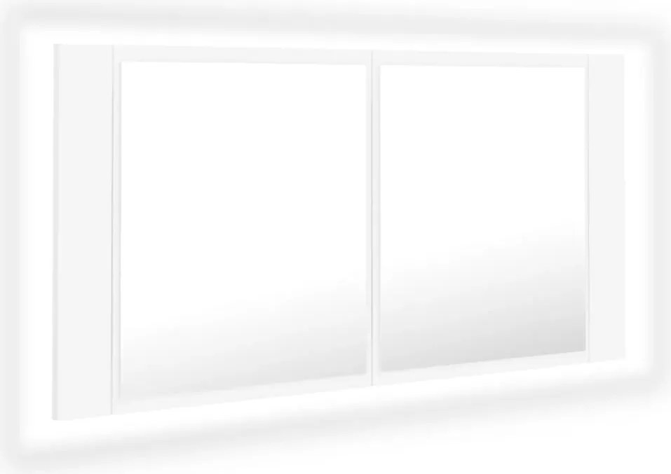 vidaXL Dulap de baie cu oglindă și LED, alb, 90x12x45 cm acril