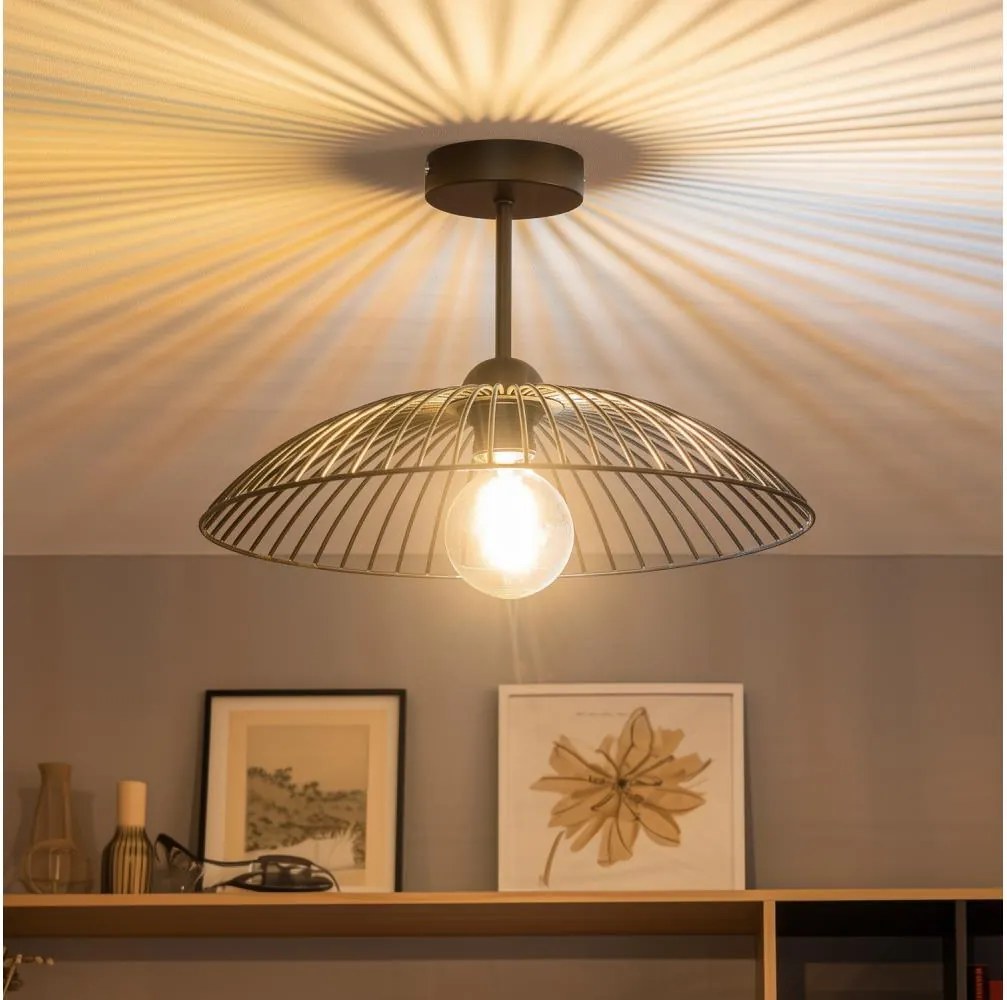 Brilagi - Lustru LED aplicat CERIA WIRE 1xE27/60W/230V Ø 38 cm negru