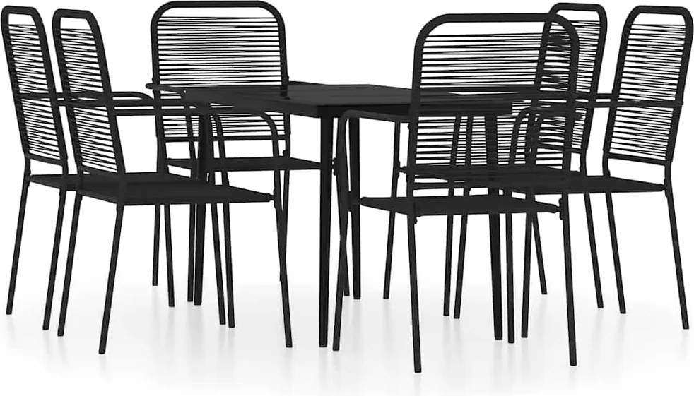 vidaXL Set de servit masa pentru grădină, 7 piese, negru