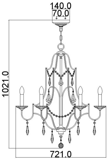 Lustră pe lanț Feiss FE-VALENTINA6 VALENTINA 6xE14/60W/230V