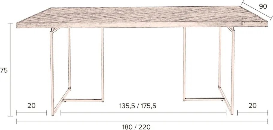 Masă de dining cu aspect de lemn de acacia 90x180 cm Class – Dutchbone