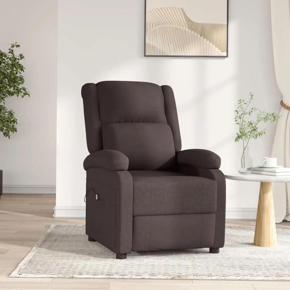 3098357 vidaXL Fotoliu rabatabil electric, maro închis, material textil