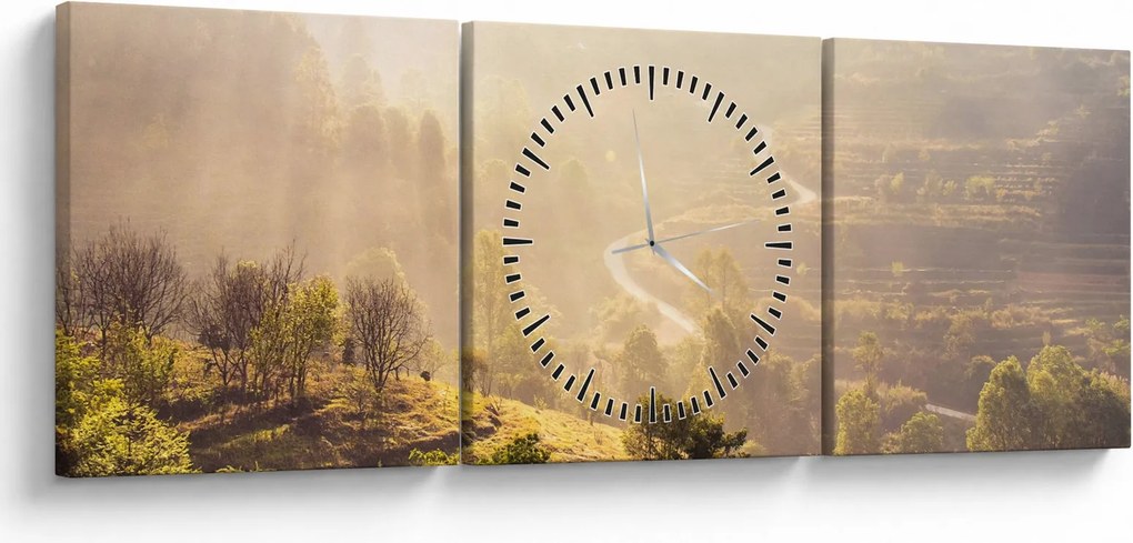 Tablou - Zori de zi (cu ceas) (90x30 cm)