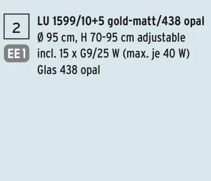 Candelabru 15 brate elegant design modern OPALDESIGN, auriu mat