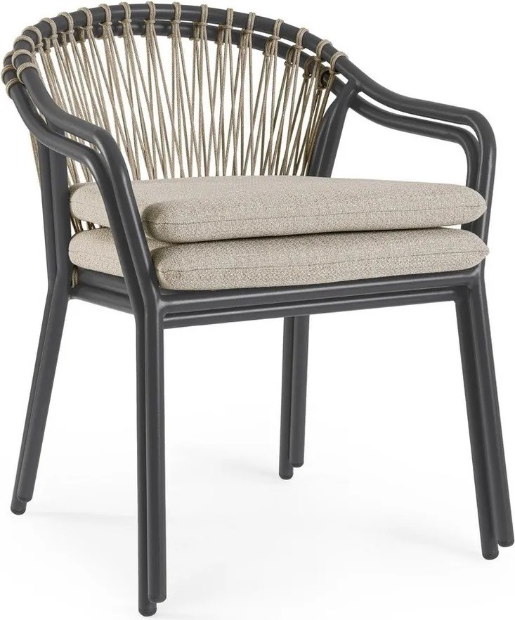 Scaun de grădină maro deschis din metal Edvige – Bizzotto