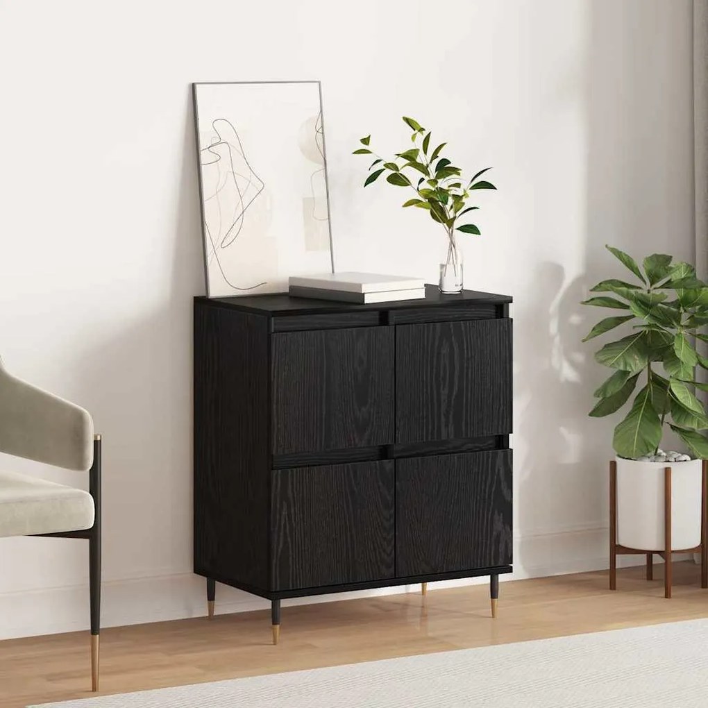 vidaXL Bufet cu depozitare cu ușă Negru 60 x 35 x 70 cm Lemn compozit