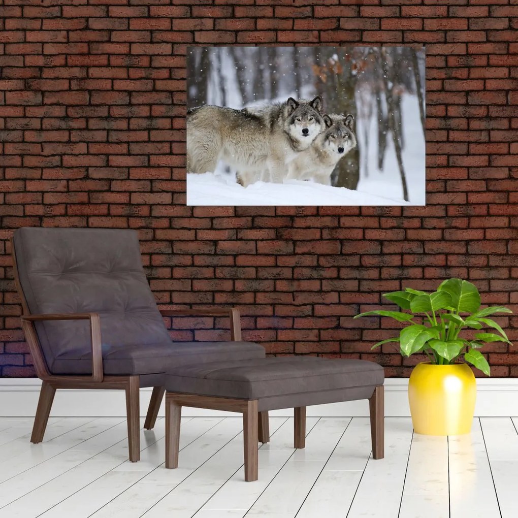 Tablou - Lupii în timpul iernii (90x60 cm)