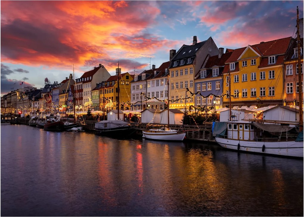 Tablou pe sticlă - Nyhavn, Copenhaga (70x50 cm)