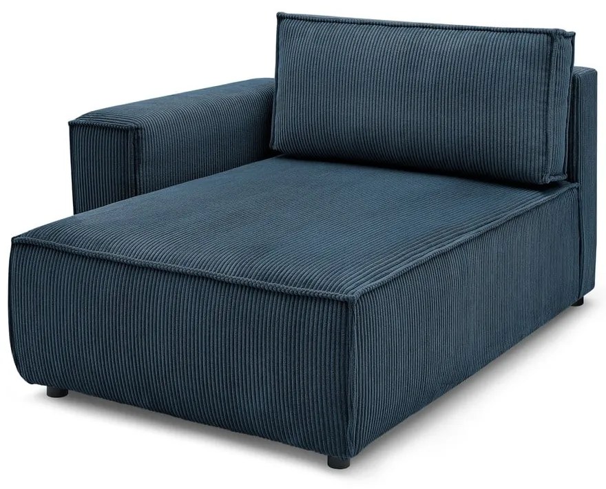 Modul pentru canapea albastru închis cu tapițerie din catifea reiată (cu colț pe partea stângă ) Nihad modular – Bobochic Paris