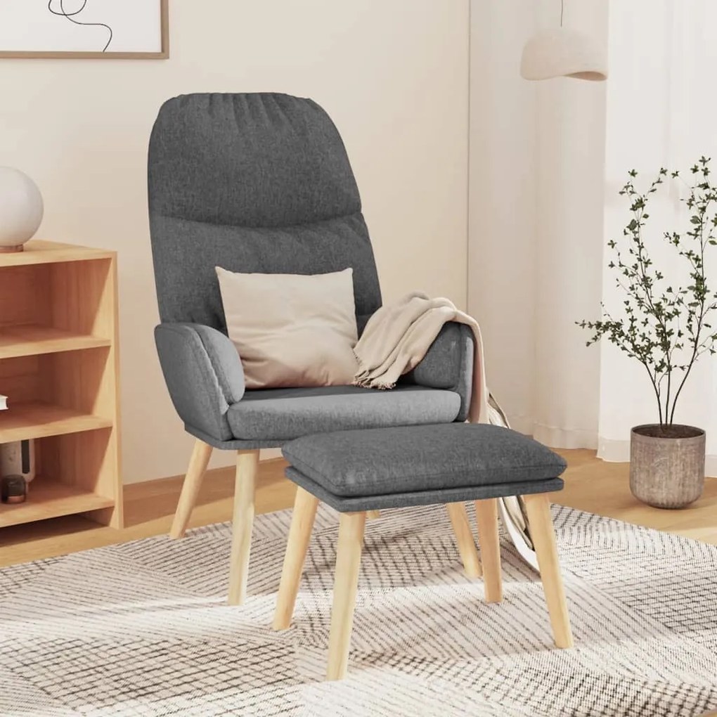 vidaXL Scaun de relaxare cu taburet, gri deschis, material textil