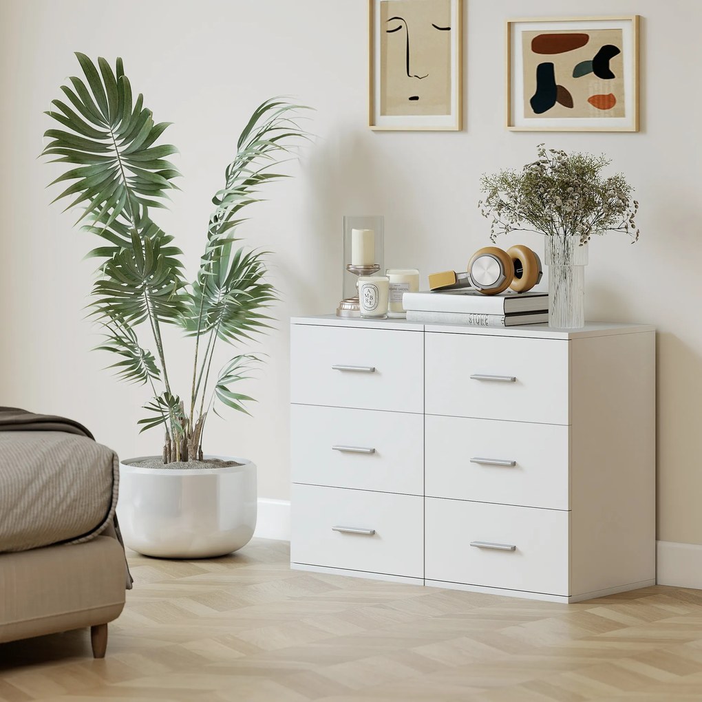 HOMCOM Noptieră pentru Dormitor cu 3 Sertare, Stil Modern din Lemn, Măsuță pentru Canapea, Sufragerie, Living și Dormitor, 40x35x60 cm, Alb | Aosom Romania