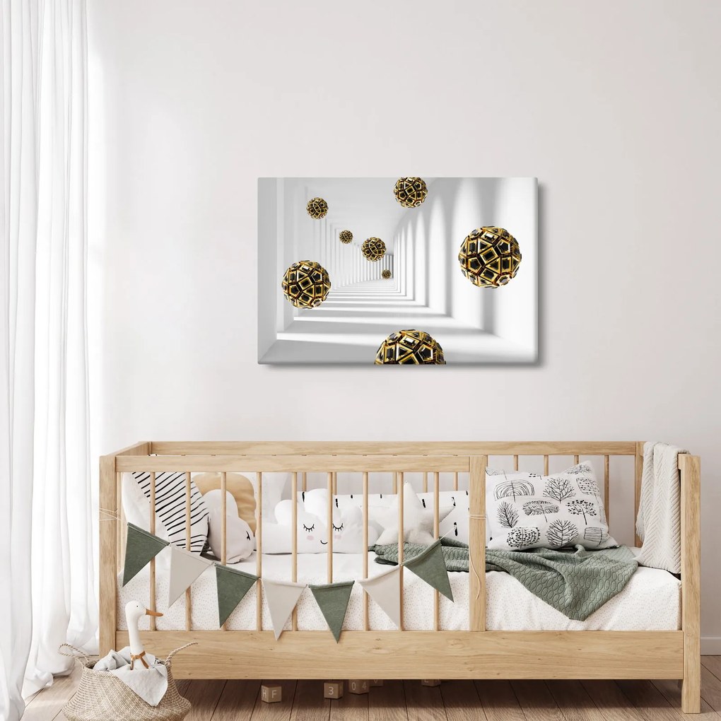 Tablou abstract cu mingi de fotbal (90x60 cm)
