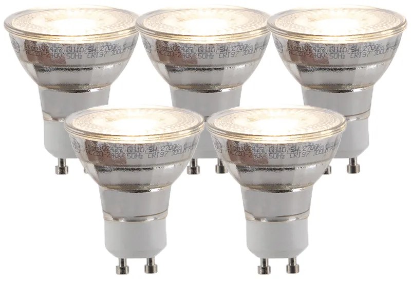 Set de 5 becuri LED GU10 cu 3 trepte de intensitate reglabile 6W 260 lm 2700K