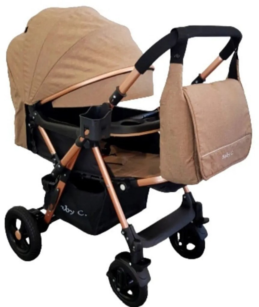 Carucior nou nascuti 2 in 1 BABY CARE™ PRO 511, Cu geanta bebe inclusa, Cadru aluminiu, Maner reversibil, Spatar reglabil in 5 trepte, Amortizoare,