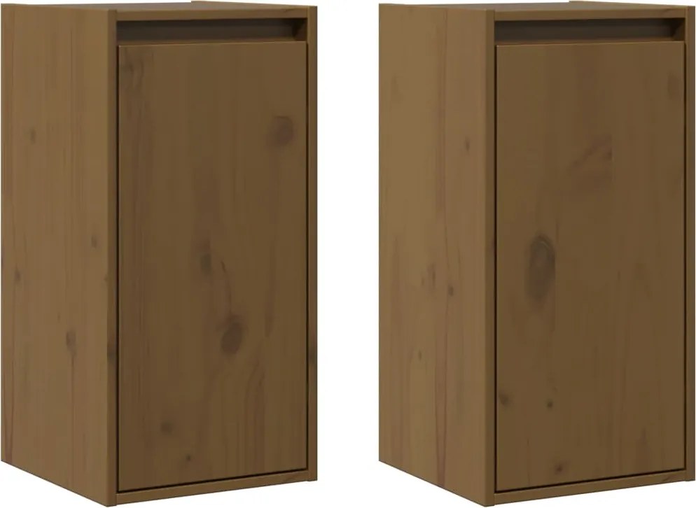 vidaXL Dulapuri perete 2 buc, maro miere, 30x30x60 cm, lemn masiv pin