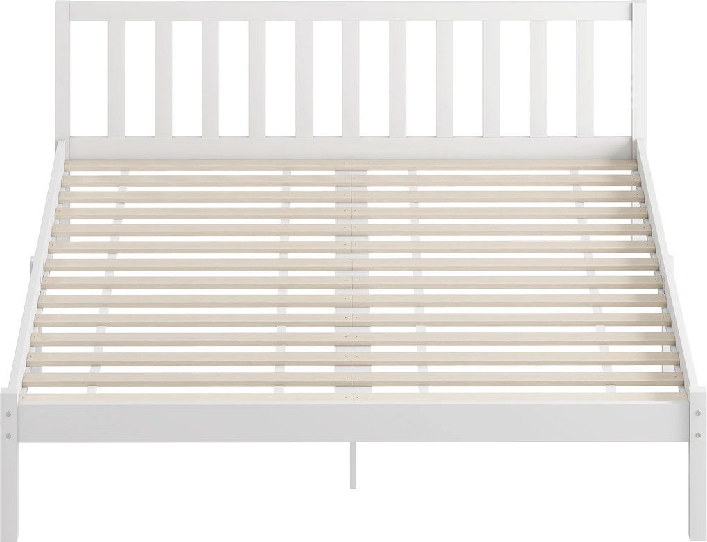 HOMCOM Cadru de pat din lemn masiv 160x200 cm Pat simplu cu tăblie și somier cu lamele, solid, pentru copii și adulți | Aosom Romania