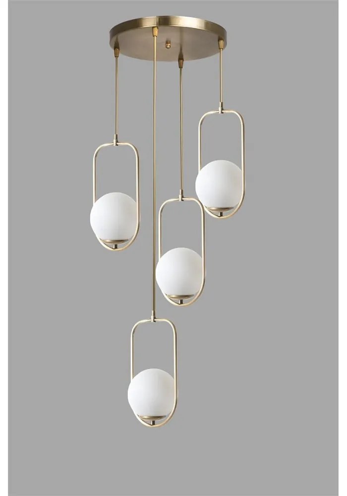 Lustră albă/aurie cu abajur din sticlă ø 30 cm Ahu – Opviq lights