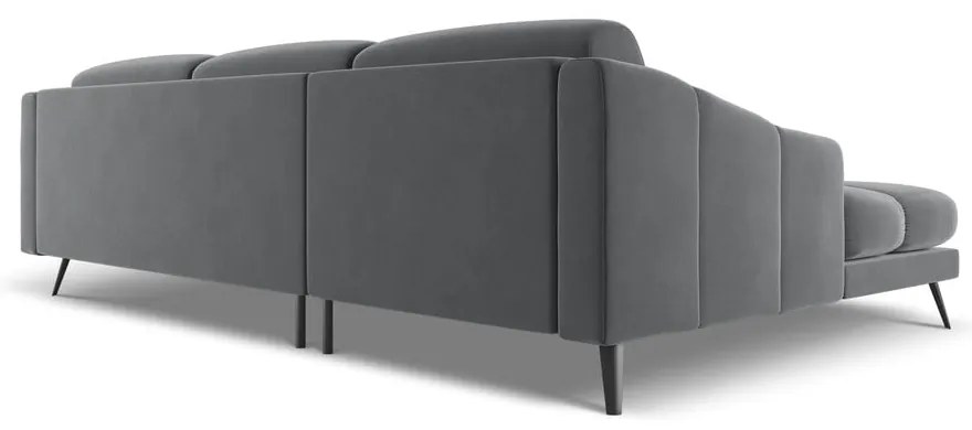 Colțar gri cu tapițerie din catifea (cu colț pe partea stângă) Nalu – Makamii