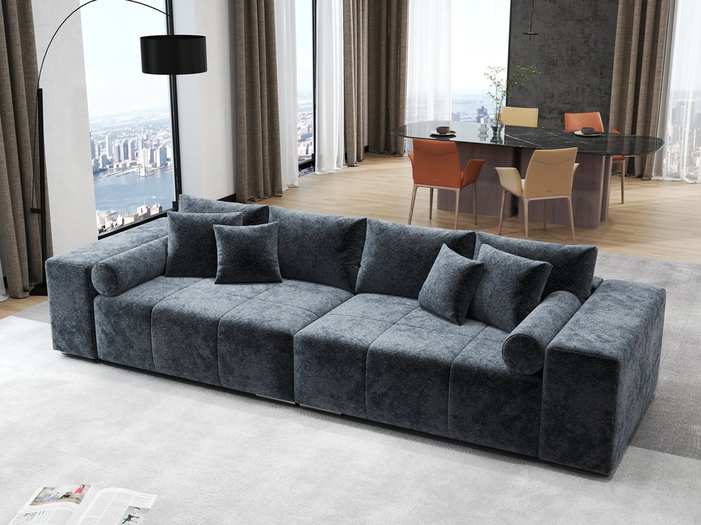 Canapea extensibilă dumonde cu ladă de depozitare si sezut confortabil din spuma high-density, Marbela Euphoria Grafit XXL 295x100 cm
