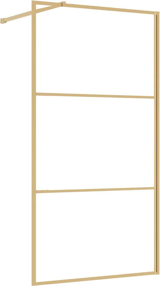 vidaXL Paravan duș walk-in, auriu, 100x195 cm, sticlă ESG transparentă