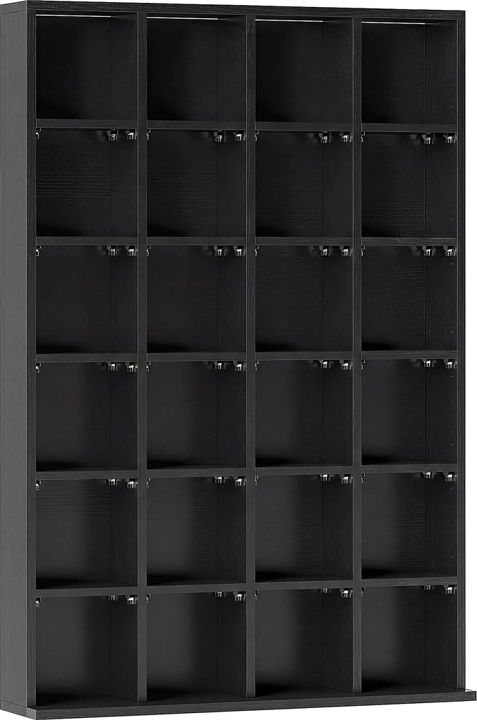 HOMCOM Dulap pentru CD-uri pentru 456 CD-uri sau 336 DVD-uri, 24 Compartimente, 89x20x130.5 cm Negru | Aosom Romania