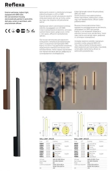 Redo 90870 - Aplică de perete LED pentru exterior REFLEXA, 6W/230V, IP54, antracit