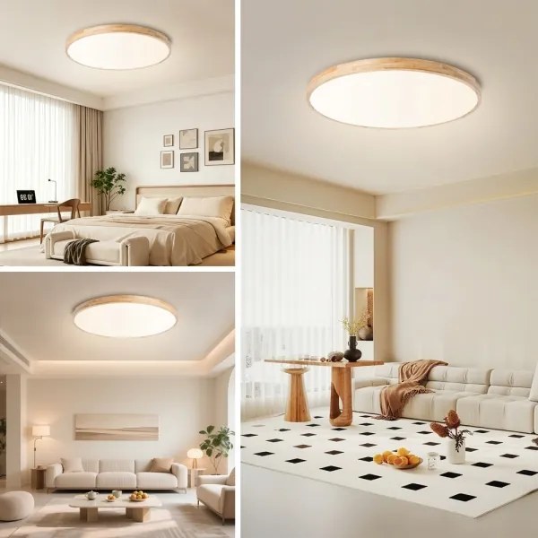 Brilagi - Corp de iluminat LED reglabil WOODLINE LED/100W/230V 3000-6000K stejar Ø 80 cm + telecomandă