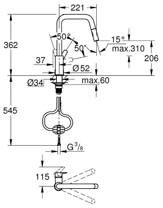 Grohe Start baterie bucatarie pe picior crom 30631000