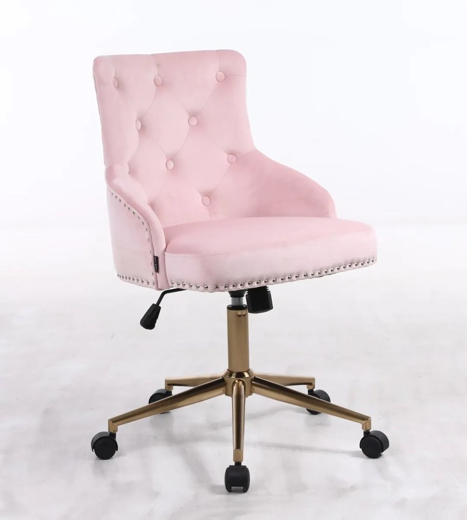 HR654K Scaun Catifea Roz cu Bază Aurie