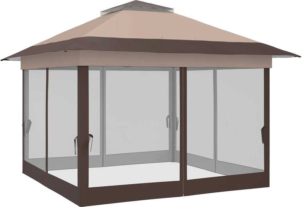 Outsunny Tonnelă pavilion de grădină pop-up pliabilă oțel poliester plase de țânțari + geantă de transport cu roți kaki maro | Aosom Romania