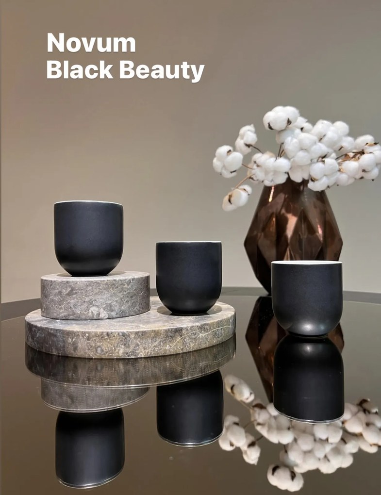 Pahar Black Beauty Novum (Negru Carbon Mat - Alb Mat interior) Gresie Ceramica Glazurata Manual