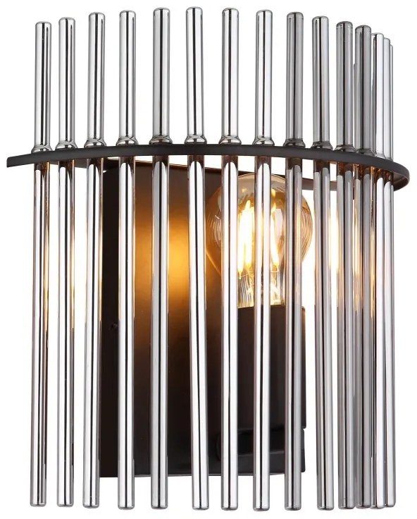 Aplica de perete, Metal Negru, Sticla Fumurie, GORLEY 15698W GL