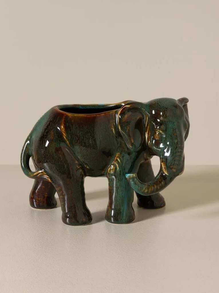 Set 2 elefanți decorativi din ceramică, H16 cm, "Majestic"